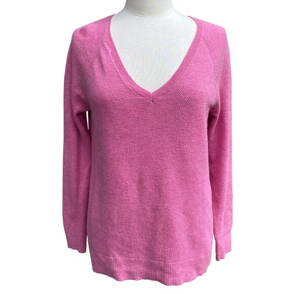 GAP Wool Waffle Knit Sweater Sz M Pink Barbie Preppy - Picture 1 of 11